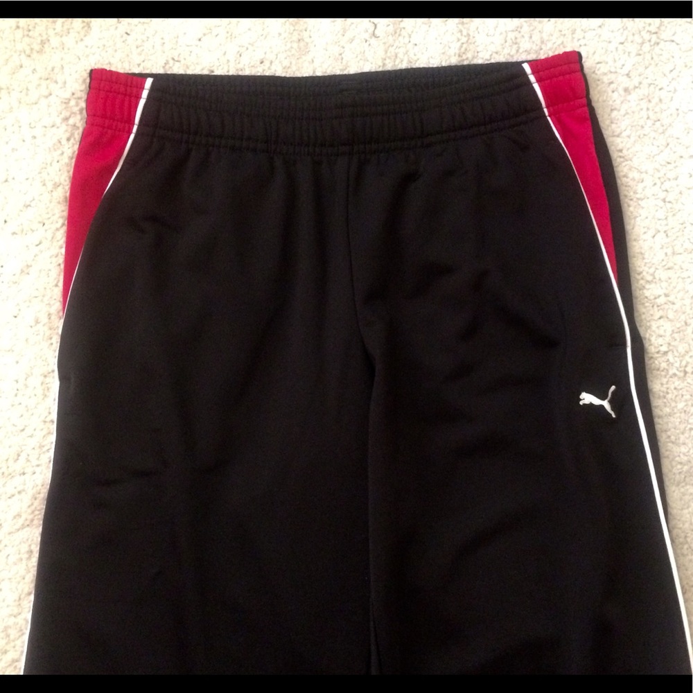 PUMA Black & Pink contrast strips track pants